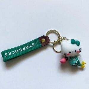 Starbucks Hello Kitty Mermaid Keychain Green Sanrio Collab Strap Charm Kawaii